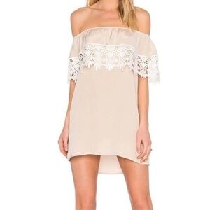 Stone Cold Fox Off The Shoulder Silk Bonita Crochet Mini Dress Sz. 2